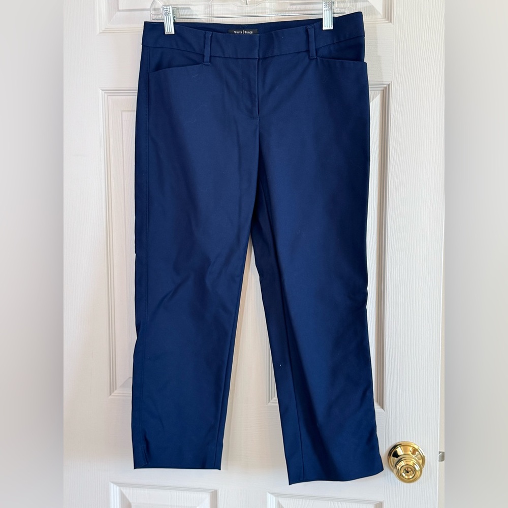 White House Black Market Perfect Form Navy Stretch Cropped Pants Size 6